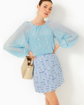 Kels Mini Skirt, Bonaire Blue Coastal Vibes Boucle, large image number 2