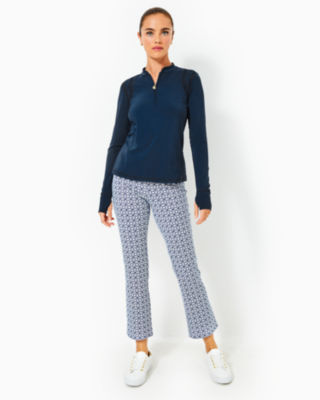 UPF 50+ Luxletic 28" Corso Kick Flare Pant, Low Tide Navy X Resort White Butterfly Pattern, large - Lilly Pulitzer