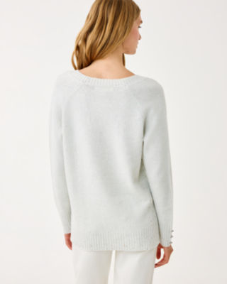 Kaycee Sequin Sweater, Heathered Pebble Beach Metallic, large image 2