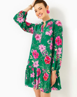 Evaline Silk Dress, Multi Safari Sanctuary, large - Lilly Pulitzer