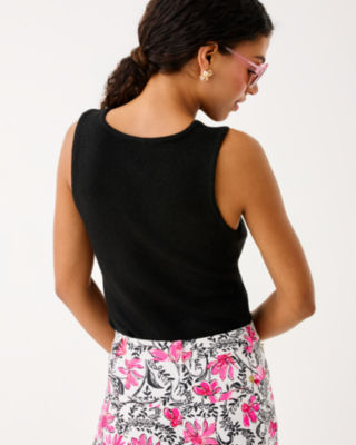 Lilly Pulitzer Averlie Sequin Sweater Tank In Black Metallic