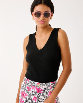 Lilly Pulitzer Averlie Sequin Sweater Tank In Black Metallic