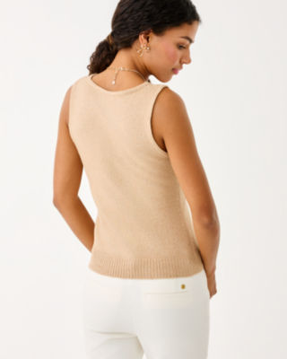 Lilly Pulitzer Averlie Sequin Sweater Tank In Gold Metallic