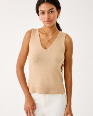 Lilly Pulitzer Averlie Sequin Sweater Tank In Gold Metallic