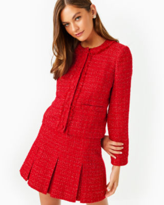 Masami Boucle Jacket, Rococo Red Fiesta Boucle, large - Lilly Pulitzer