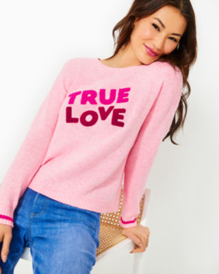 Pippy Sweater, Heathered Conch Shell Pink True Love Boucle, large - Lilly Pulitzer