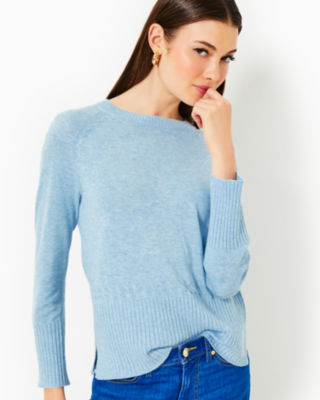 Salima Sweater, Heathered Bonaire Blue, large - Lilly Pulitzer