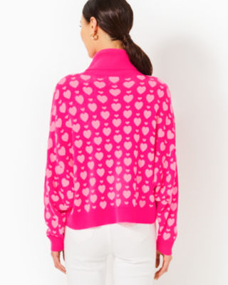 Liggy Sweater, Passion Fruit Pink Valentine Heart Jacquard, large image 2