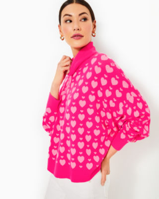 Liggy Sweater, Passion Fruit Pink Valentine Heart Jacquard, large image 3
