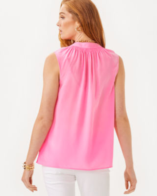 Sleeveless Elsa Silk Top, Rousseau Pink, large image 1