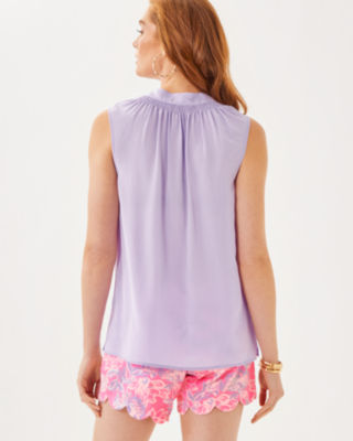 Sleeveless Elsa Silk Top, Water Hyacinth, large image 1