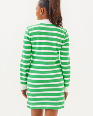 Evangeline Dress, Fauna Green Resort White Stripe, large image 1