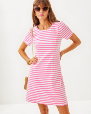 Pemberly Dress, Rousseau Pink Plume Bloom Stripe, large image 2