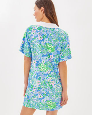 UPF 50+ Alden Dress, Sunwashed Blue Plumes In Bloom, large image 1