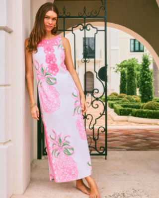 Marleigh Maxi Shift Dress, Resort White Oversized Party Like A Pineapple Enginee, large - Lilly Pulitzer