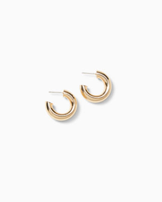 Citrus Kiss Hoop Earrings, Gold Metallic, large - Lilly Pulitzer