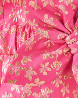 Tazie Dress, Rousseau Pink Ditsy Daisy Metallic Brocade, large image 8