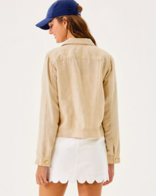 Seaspray Linen Jacket, Wicker Tan X Resort White, large image 1