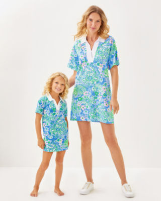 Girls Mini Alden Dress, Sunwashed Blue Plumes In Bloom, large image 2