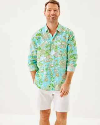Men's Stuff Addison Shirt, Fresh Water Blue Sunbathers Bliss, large image 2