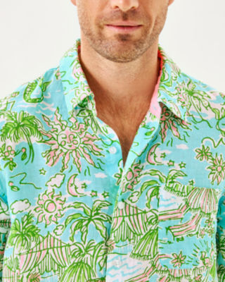Men's Stuff Addison Shirt, Fresh Water Blue Sunbathers Bliss, large image 3