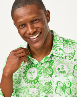 Men's Stuff Addison Button Down Shirt, Putting Green Lil Fleur De Lilly, large image 3