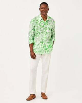 Men's Stuff Addison Button Down Shirt, Putting Green Lil Fleur De Lilly, large image 4