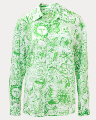 Men's Stuff Addison Button Down Shirt, Putting Green Lil Fleur De Lilly, large image 6