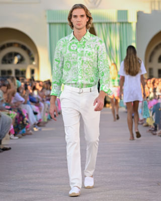 Men's Stuff Addison Button Down Shirt, Putting Green Lil Fleur De Lilly, large image 7