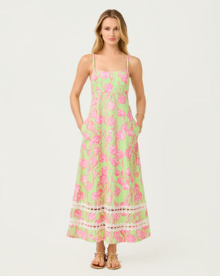 Haliey Midi Dress, Pistachio Macaron Alina, large