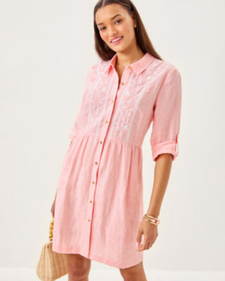 Shaela Dress, Sorbet Pink X Resort White, large