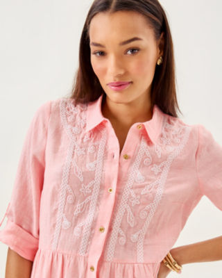 Shaela Dress, Sorbet Pink X Resort White, large image 2
