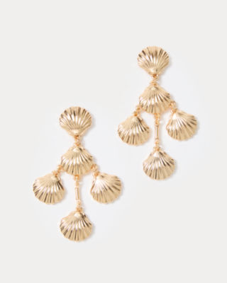 Cool As Shell Chandelier Earrings, Gold Metallic, large