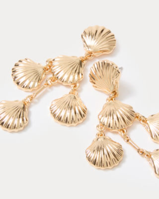 Cool As Shell Chandelier Earrings, Gold Metallic, large image 2