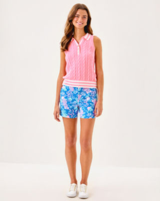 Suzette Polo Sweater Tank, Conch Shell Pink X Resort White Tipping, large image 2