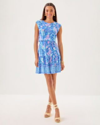 Danville Dress, Sunwashed Blue Citrus Crush Engineered Knit Dress, large image 3