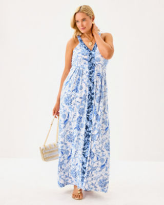 Carmilla Maxi Dress, Resort White Barefoot Beachcombers Engineered Knit Dr, large