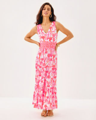 Skylar Midi Dress, Resort White Lovely Long Stems Engineered Knit Dress, large image 3