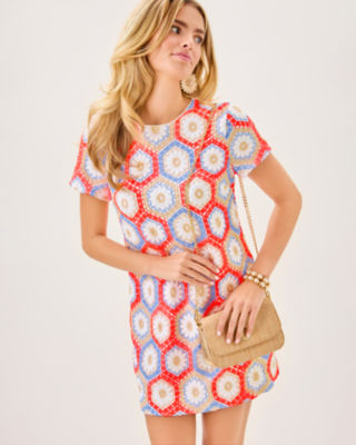 Leyla Crochet Shift Dress, Cane Coral Daisy Hex Crochet, large image 1