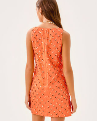 Tamala Beaded Shift Dress, Papaya Beaded Sequin Embellished Sequin Blend, large image 1