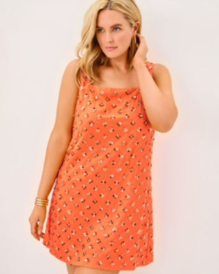 Tamala Beaded Shift Dress, Papaya Beaded Sequin Embellished Sequin Blend, large image 5