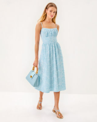 Della Midi Dress, Bluette Sailors Knot Eyelet, large image 2