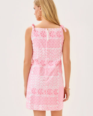 Gerad Shift Dress, Conch Shell Pink Patchwork Eyelet, large image 1