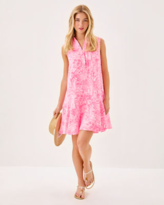 Ellowyn Linen Dress, Conch Shell Pink Pennys Playground, large image 3