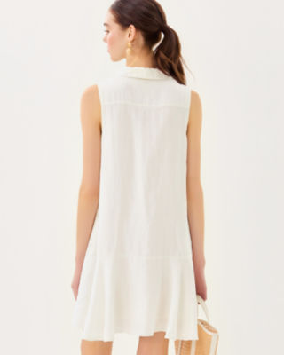 Ellowyn Linen Dress, Resort White, large image 1