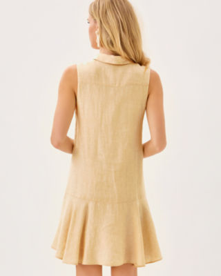 Ellowyn Linen Dress, Wicker Tan X Resort White, large image 1