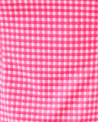 Veda Skirted Romper, Sunkissed Pink Gingham Stretch Jacquard, large image 3