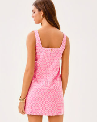 Bria Skirted Romper, Rousseau Pink Butterfly Brandmark Jacquard, large image 2