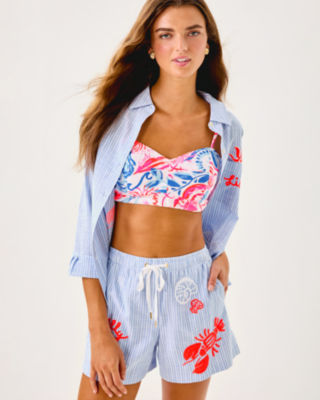 5" Croix Short, Jacaranda Blue Beach Day Embroidered Seacret Stripe, large