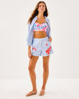 5" Croix Short, Jacaranda Blue Beach Day Embroidered Seacret Stripe, large image 3